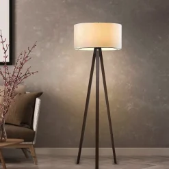 Lampadaire Newport hauteur 140 cm E27 effet bois crème lux.pro