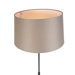 Lampadaire noir avec abat-jour en lin taupe 45 cm réglable - Parte