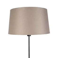 Lampadaire noir avec abat-jour en lin taupe 45 cm réglable - Parte