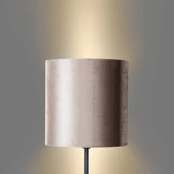 Lampadaire noir avec abat-jour en velours taupe 50 cm - Simplo