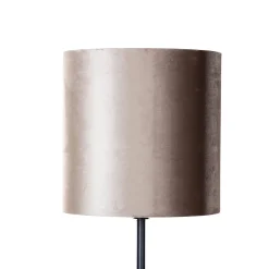 Lampadaire noir avec abat-jour en velours taupe 50 cm - Simplo