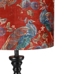Lampadaire noir avec abat-jour paon rouge 40 cm - Classico