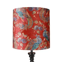 Lampadaire noir avec abat-jour paon rouge 40 cm - Classico