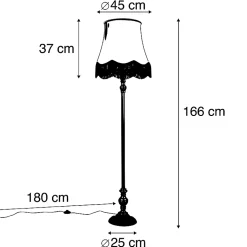 Lampadaire noir avec abat-jour granny doré - Classico