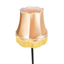 Lampadaire noir avec abat-jour granny doré - Classico