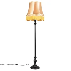 Lampadaire noir avec abat-jour granny doré - Classico