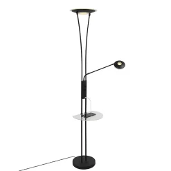 Lampadaire noir avec bras de lecture avec LED et port USB - Sevilla
