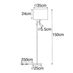 Lampadaire noir avec intérieur doré et liseuse - Jelena