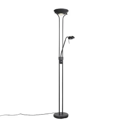 Lampadaire noir avec lampe de lecture avec LED et variateur - Diva 2