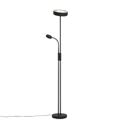 Lampadaire noir avec LED et variateur avec liseuse - Kelso