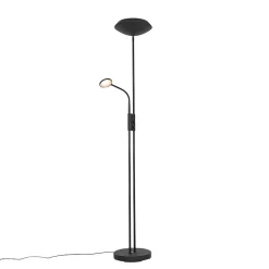 Lampadaire noir avec LED et variateur d'intensité avec liseuse - Fez