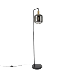 Lampadaire noir avec verre doré et fumé avec PUCC - Zuzanna