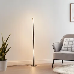 Lampadaire noir dimmable LED torsadé - Mazen