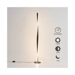 Lampadaire noir dimmable LED torsadé - Mazen