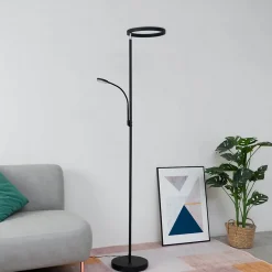 Lampadaire noir double éclairage LED - Pancho