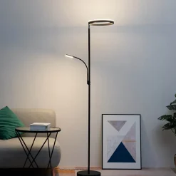 Lampadaire noir double éclairage LED - Pancho