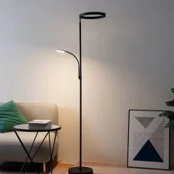 Lampadaire noir double éclairage LED - Pancho