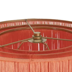 Lampadaire oriental doré avec abat-jour rose à franges - Franxa