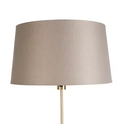 Lampadaire or/laiton avec abat-jour en lin taupe 45 cm - Parte