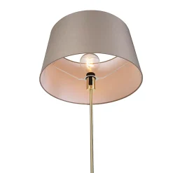 Lampadaire or/laiton avec abat-jour en lin taupe 45 cm - Parte