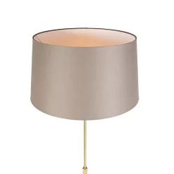Lampadaire or/laiton avec abat-jour en lin taupe 45 cm - Parte
