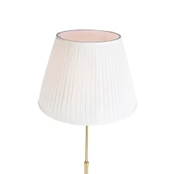 Lampadaire or/laiton avec abat-jour plissé crème 45 cm - Parte