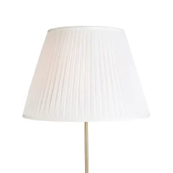Lampadaire or/laiton avec abat-jour plissé crème 45 cm - Parte