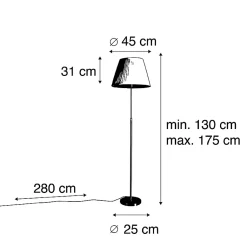 Lampadaire or/laiton avec abat-jour plissé crème 45 cm - Parte