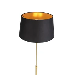 Lampadaire or/laiton avec abat-jour noir 35 cm réglable - Parte