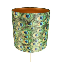 Lampadaire or/laiton avec abat-jour en velours paon 40/40 cm - Parte