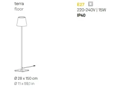 Lampadaire Poldina Gris Foncé 230V avec prise Lampadaire 28x150cm Design Moderne en Aluminium