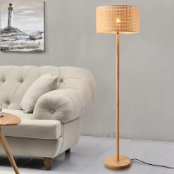 Lampadaire Rochdale hauteur 154 cm E27 jaune-brun lux.pro