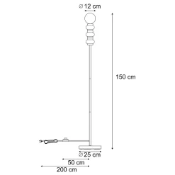 Lampadaire rétro beige avec verre mat - Fedde
