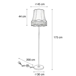 Lampadaire rétro en laiton avec abat-jour Granny crème 45 cm - Kaso