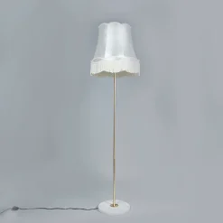 Lampadaire rétro en laiton avec abat-jour Granny crème 45 cm - Kaso