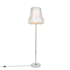 Lampadaire rétro en laiton avec abat-jour Granny crème 45 cm - Kaso