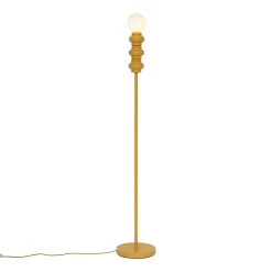 Lampadaire rétro jaune moutarde avec verre mat - Fedde