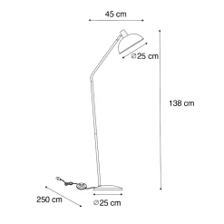 Lampadaire rétro noir avec bronze - Milou