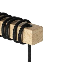 Lampadaire rustique noir avec bois 2 lumières - Chon