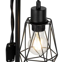 Lampadaire rustique noir avec bois 2 lumières avec abat-jour - Dami Frame