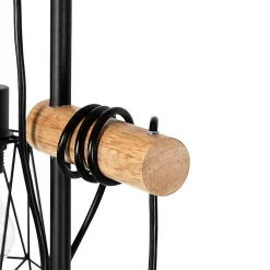 Lampadaire rustique noir avec bois 2 lumières avec abat-jour - Dami Frame