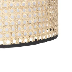 Lampadaire rustique noir avec abat-jour en rotin - Kata
