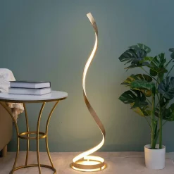 Lampadaire salon ondulé feuille dorée - Millenium