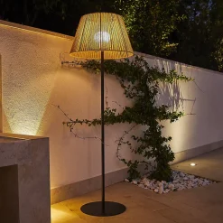 Lampadaire sans fil en acier et corde H.170 cm 8.4 W IP54 Lumisky Raffy