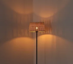 Lampadaire Serena en Bambou Naturel Tressé à la Main avec Interrupteur de Câble et Douille E27 pour Salon et Chambre