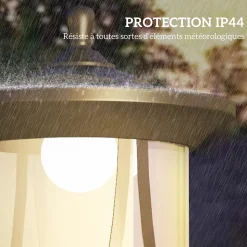 Lampadaire solaire extérieur LED H. 127 cm allumage extinction auto interrupteur marche arrêt noir