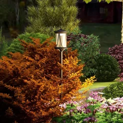 Lampadaire solaire extérieur LED H. 127 cm allumage extinction auto interrupteur marche arrêt noir