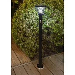 Lampadaire solaire inox très éclairante avec détecteur de présence- Hauteur 93cm- 3 utilisations- 40 LED SMD blanche- 1000 Lumens