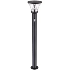 Lampadaire solaire inox très éclairante avec détecteur de présence- Hauteur 93cm- 3 utilisations- 40 LED SMD blanche- 1000 Lumens