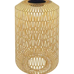 Lampadaire solaire LED en résine tressée filaire style boho dia. 30 x 55H cm beige